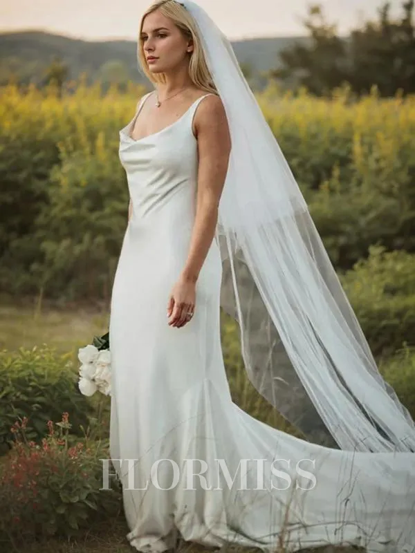 Sheath/Column Straps Court Train Wedding Dresses