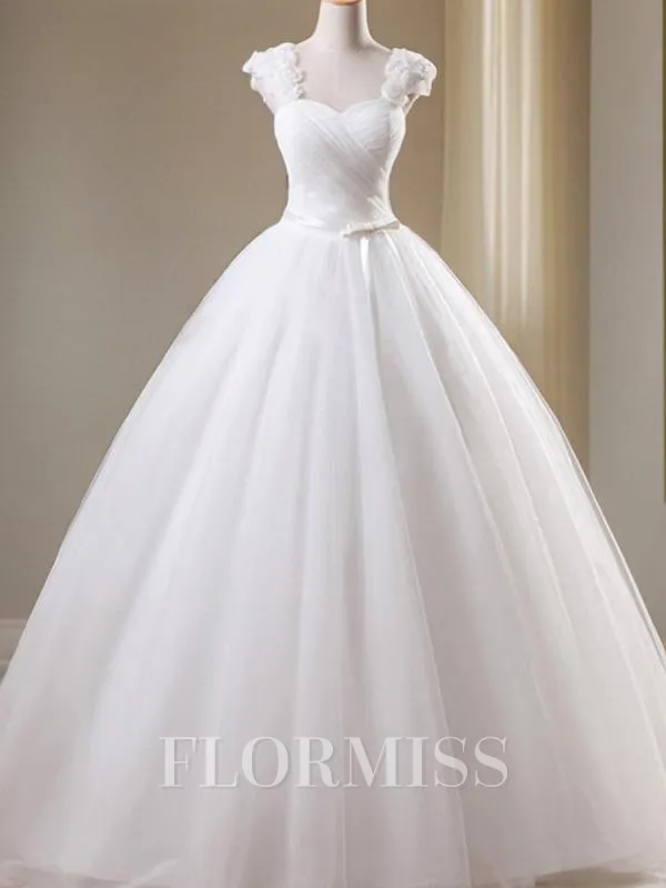 Ball Gown Sweetheart Floor-Length Tulle Wedding Dresses With Beading