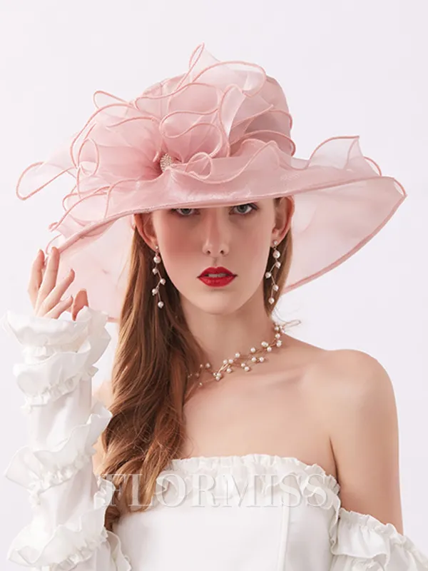 Ladies' Elegant Organza Silk Flower Adjustable Kentucky Derby Hats/Tea Party Hats