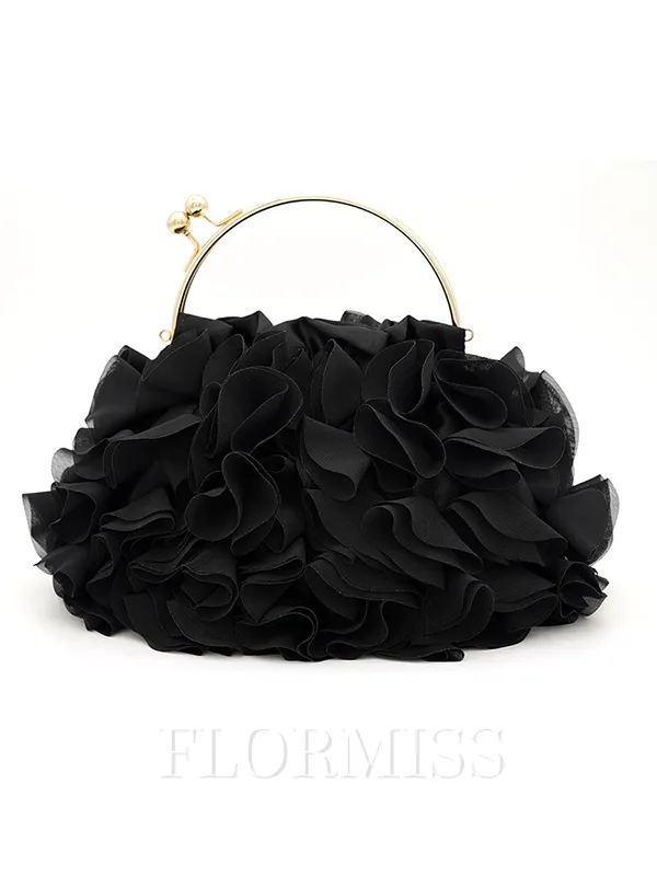 Pretty Satin With Ruffles Evening/Party Handbags