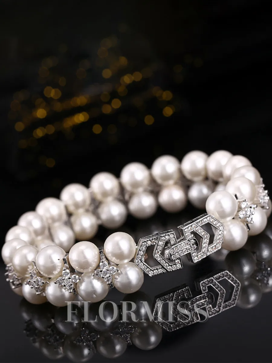 Sweet Copper With Imitation Pearl Bracelets