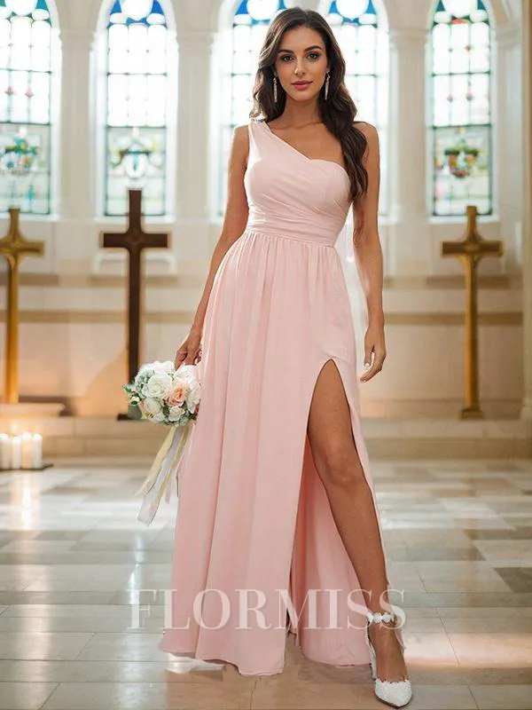 A-Line/Princess Jersey Ruffles One-Shoulder Sleeveless Floor-Length Bridesmaid Dresses