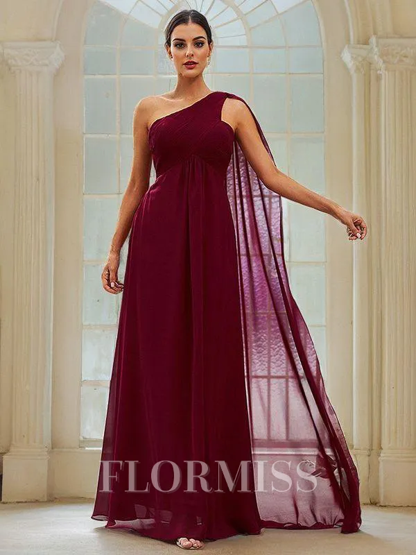 A-Line/Princess Chiffon Ruched One-Shoulder Sleeveless Floor-Length Bridesmaid Dresses