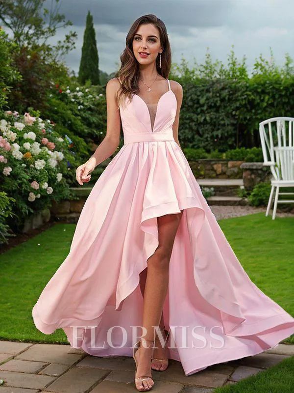A-Line/Princess Stretch Crepe Ruched Spaghetti Straps Sleeveless Asymmetrical Bridesmaid Dresses