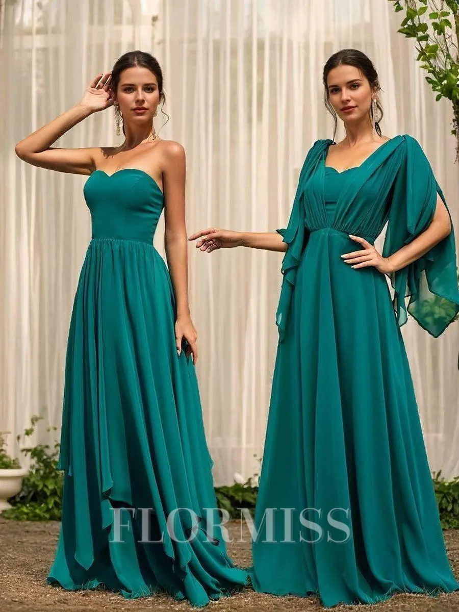 A-Line/Princess Chiffon Ruched Sweetheart Sleeveless Floor-Length Bridesmaid Dresses
