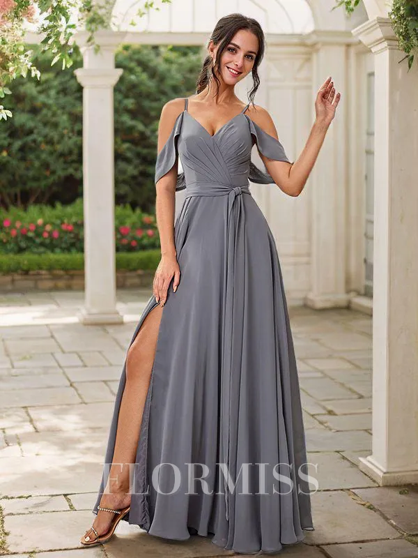 A-Line/Princess Chiffon Ruched Straps Sleeveless Floor-Length Bridesmaid Dresses