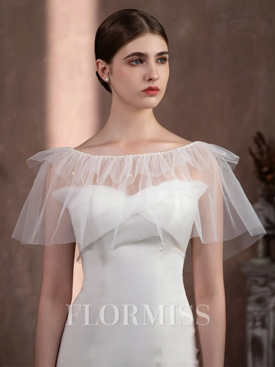 Charming Tulle With Imitation Pearl Wedding Wraps