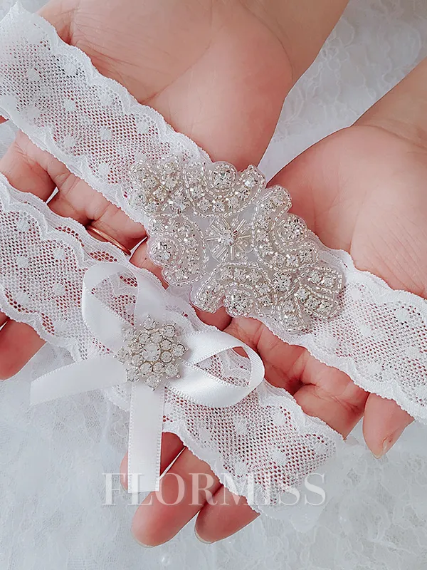 Charming Bridal/Feminine Lace With Rhinestone Garters