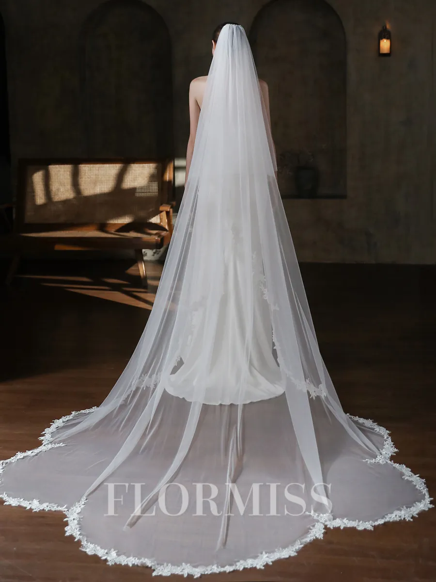 Stunning Tulle One-Tier Cathedral Bridal Veils