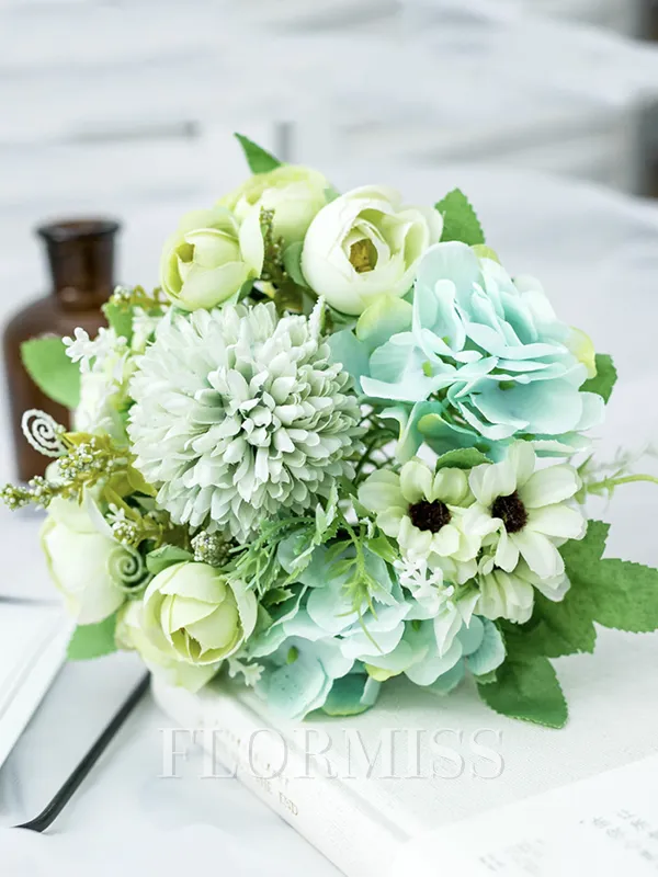 Fancy Free-Form Silk Flower Bridal Bouquets
