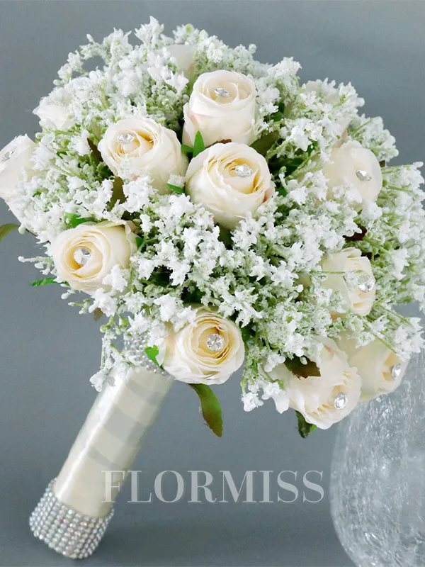 Fascinating Round Silk Flower Bridal Bouquets