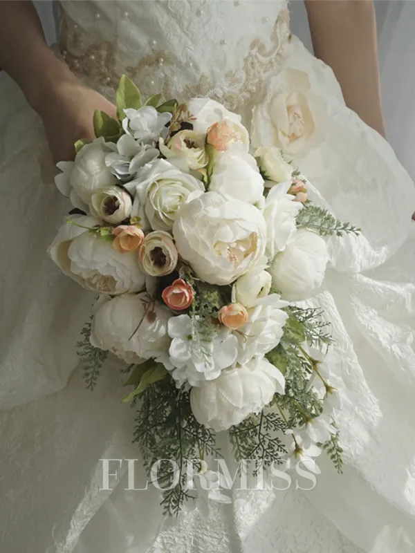 Charming Cascade Silk Flower Bridal Bouquets