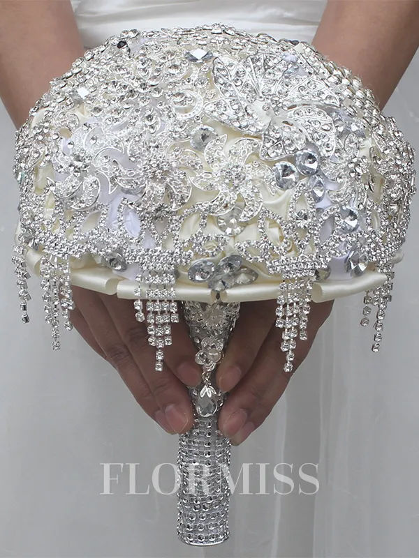 Charming Round Satin Bridal Bouquets