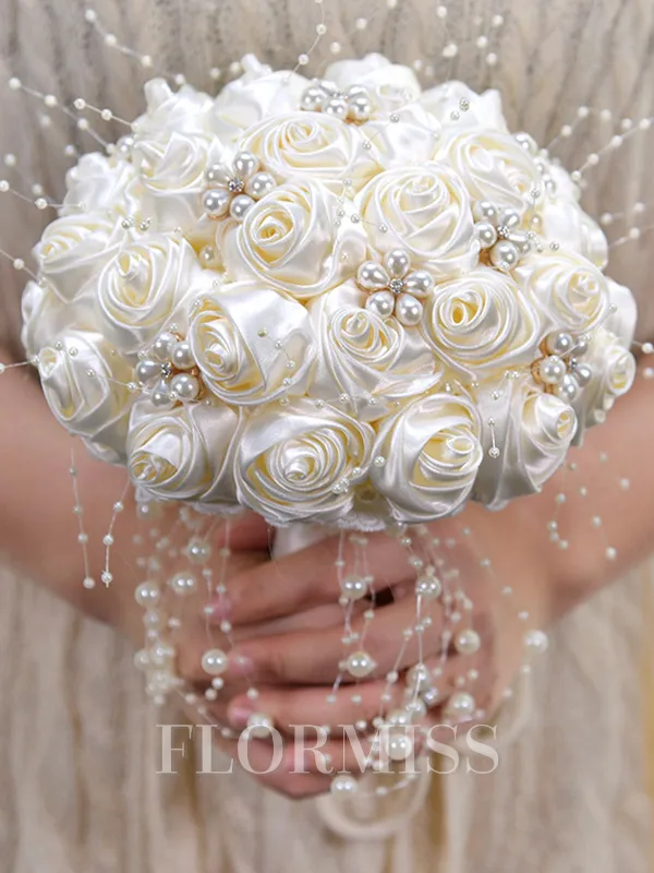 Charming Round Satin Bridal Bouquets