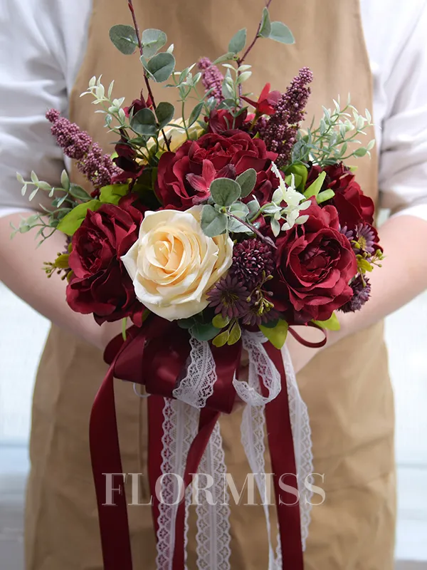 Beautiful Free-Form Silk Flower Bridal Bouquets