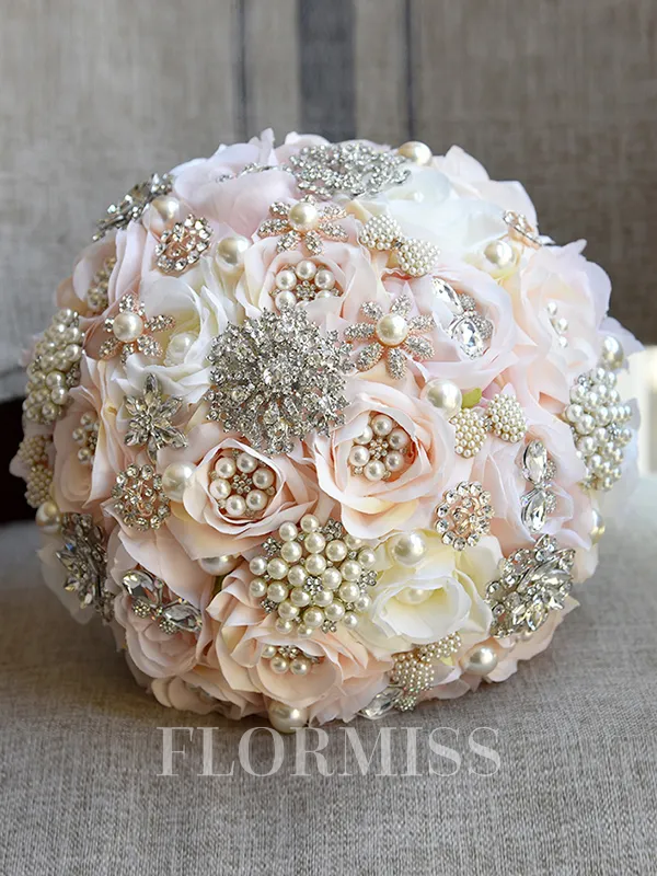 Charming Round Silk Flower Bridal Bouquets