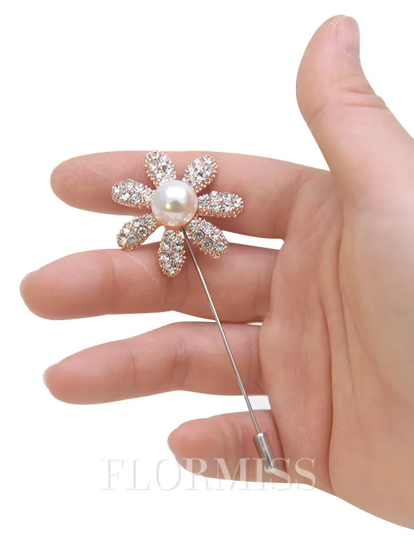 Pretty Free-Form Imitation Pearl Boutonniere(Sold in a single piece)