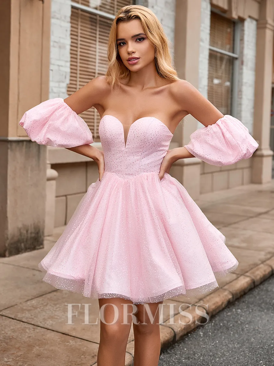 Ball-Gown Sweetheart Short Sleeves Short/Mini Homecoming Dress