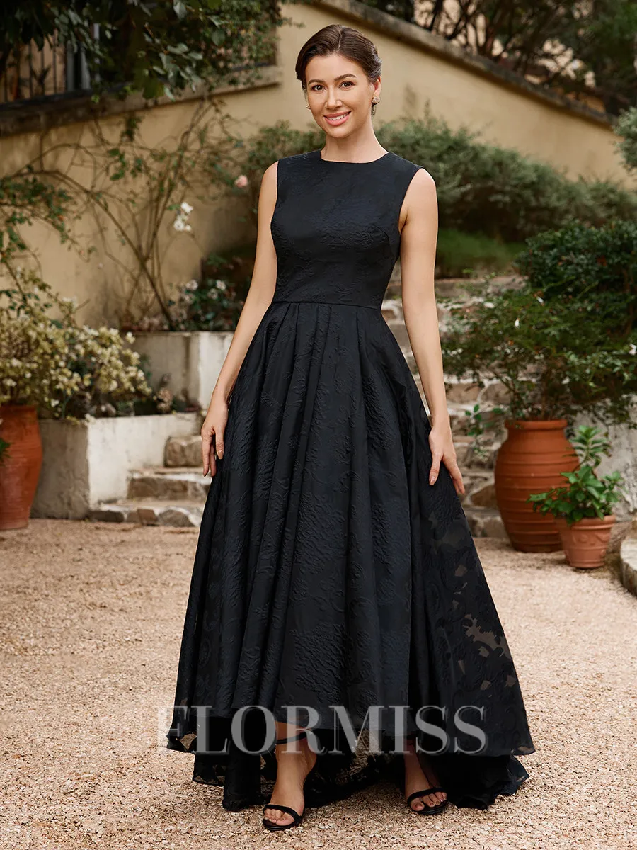 A-Line/Princess Lace Applique Scoop Sleeveless Asymmetrical Mother of the Bride Dresses