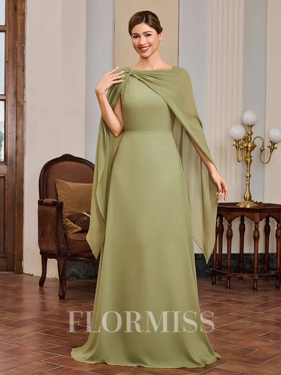 A-line Scoop Floor-Length Chiffon Mother of the Bride Dress