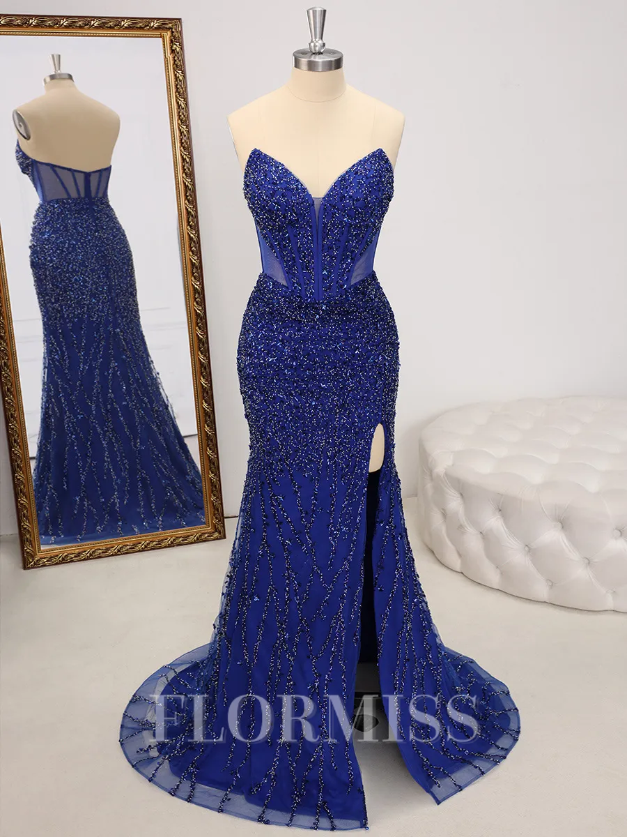 Sheath V-neck Sweep Train Corset Porm Dress