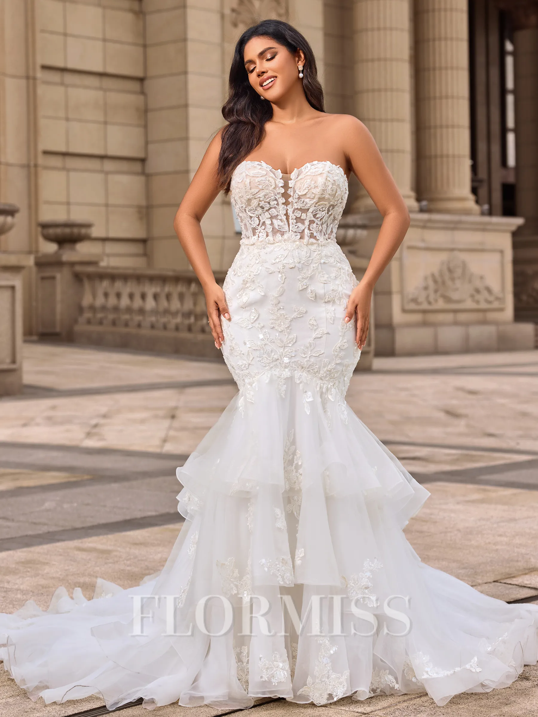 Trumpet/Mermaid Tulle Sweetheart Sleeveless Chapel Train Wedding Dresses
