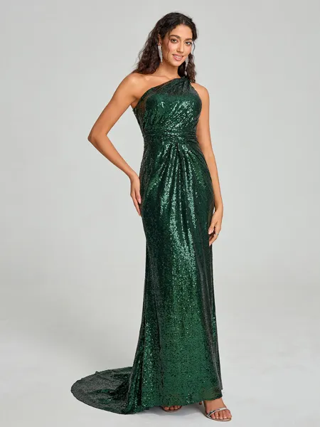 Sheath/Column One-Shoulder...