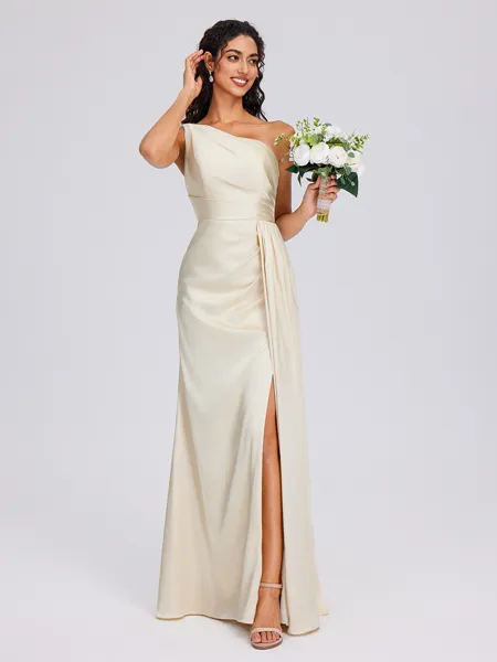 Sheath One-Shoulder Pleated...