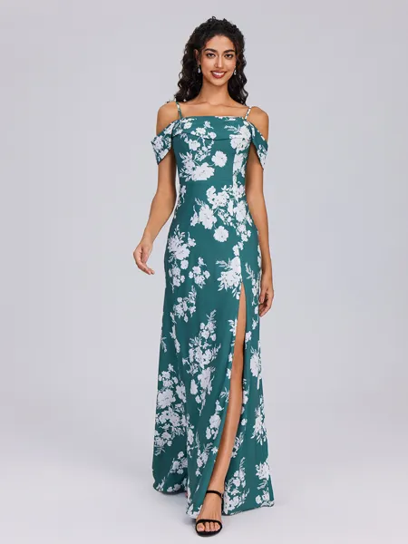 Sheath Pleated Floor-Length...