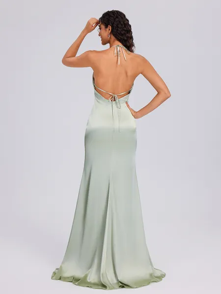 Sheath V-neck Pleated Sweep...