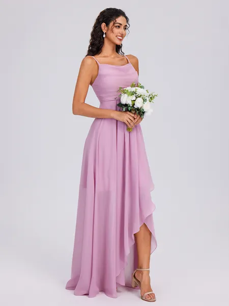 A-line Cowl Pleated Floor-Length Chiffon Bridesmaid Dress