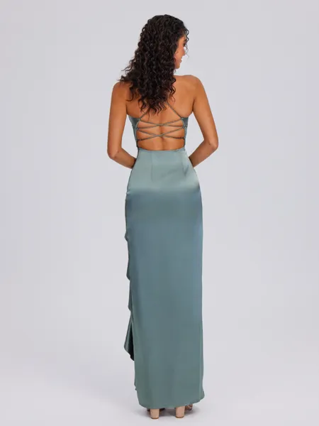 Sheath V-neck Ruffles...