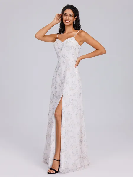 A-line Floor-Length Chiffon...