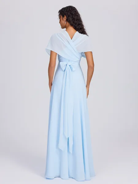 A-line Pleated Floor-Length...