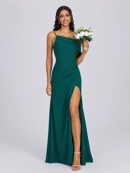 Sheath Pleated Floor-Length...