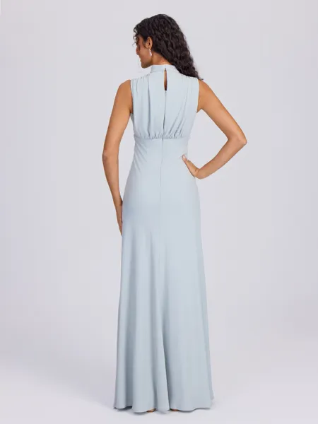 Sheath High Neck Pleated...