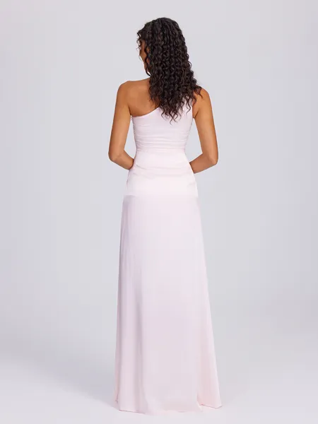 Sheath One-Shoulder Pleated...