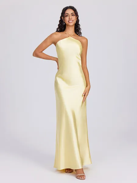 Sheath Halter Floor-Length...