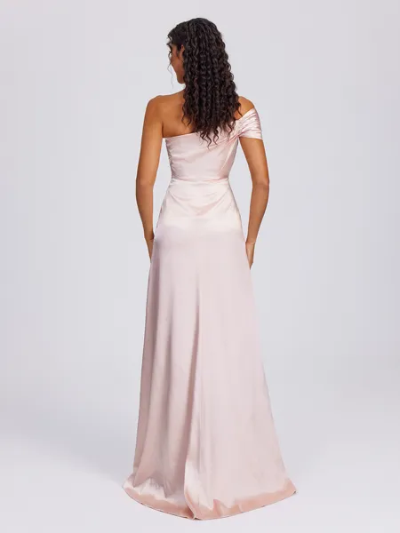 Sheath One-Shoulder Pleated...