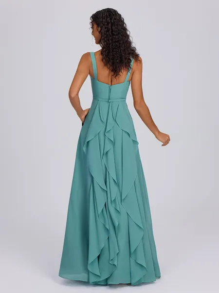 A-line V-neck Ruffles...