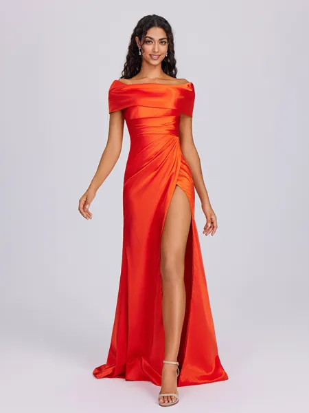 Sheath Scoop Pleated Sweep...