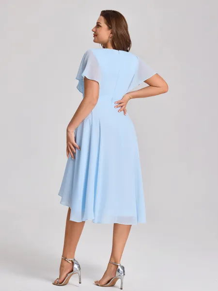 A-line V-neck Short Sleeves...