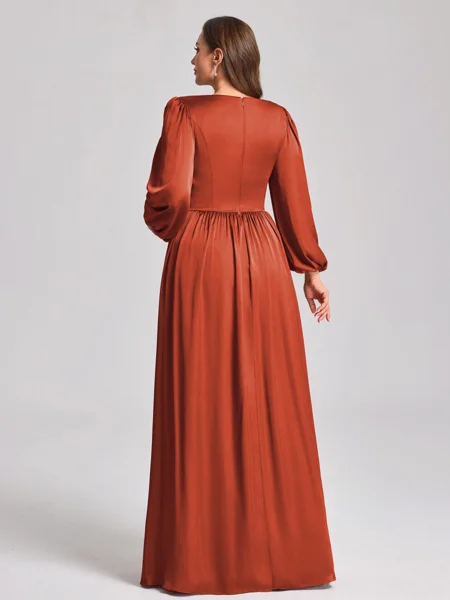 A-line V-neck Long Sleeves...