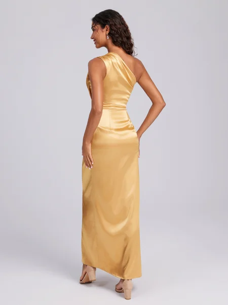 Sheath One-Shoulder Pleated...