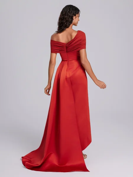 Sheath Pleated Floor-Length...