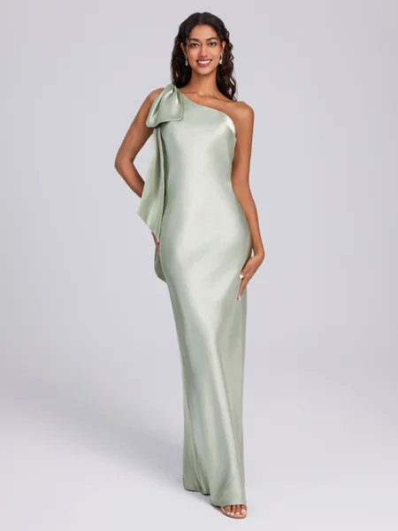 Sheath One-Shoulder Bow...