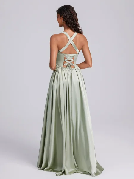A-line Straps Floor-Length...