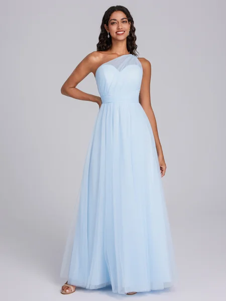 A-line One-Shoulder Pleated...