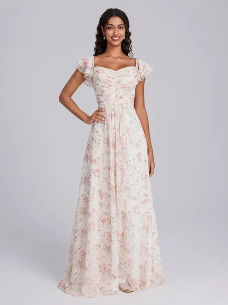 A-line Square Short Sleeves...