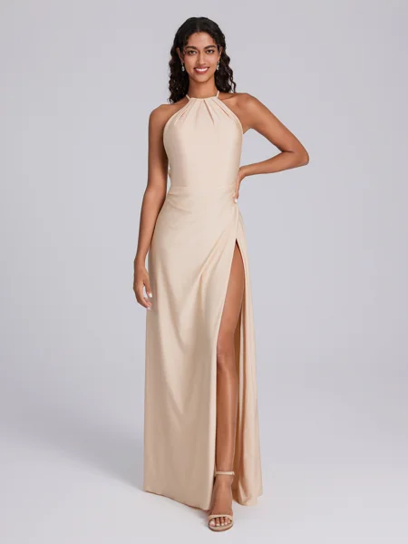 Sheath Halter Pleated...